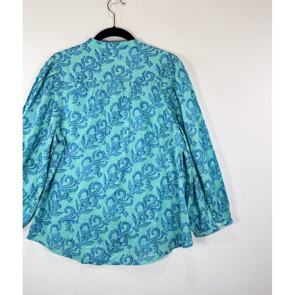 Sundance Womens Top Blue Faron Floral Button Front Long Sleeve Blouse PXL Petite - Picture 8 of 11